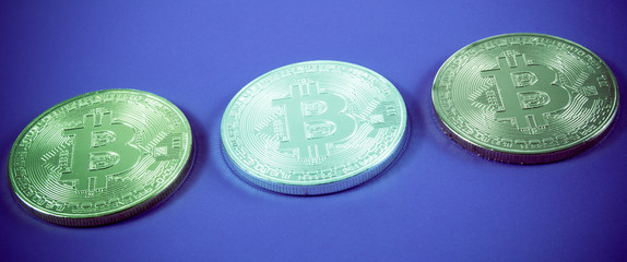 Bitcoin coin - symbol of crypto currency. Business concept. New virtual money.
