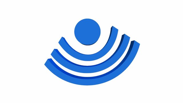 Wifi free banner, wifi antenna symbol moving on a white background, blue inscription wifi with moving letters, FullHD video 1920x1080