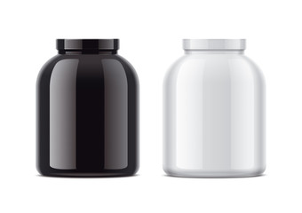Blank glossy bottles for protein. 