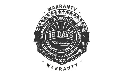 19 days warranty icon vintage rubber stamp guarantee