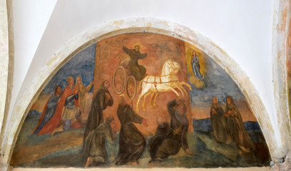 The frescoes with scenes from the life of St. Francis of Assisi, cloister of the Franciscan...