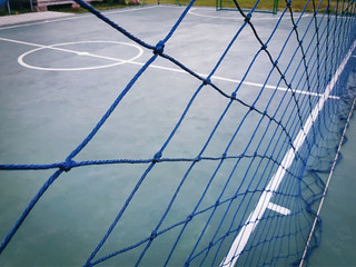 Full Frame Blue Net Around the Futsal Field