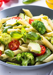 Vegan pasta penne with vegetables. 