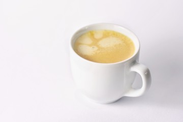 Fresh tasty espresso cup on background. Morning cup of coffee for a good start of the day