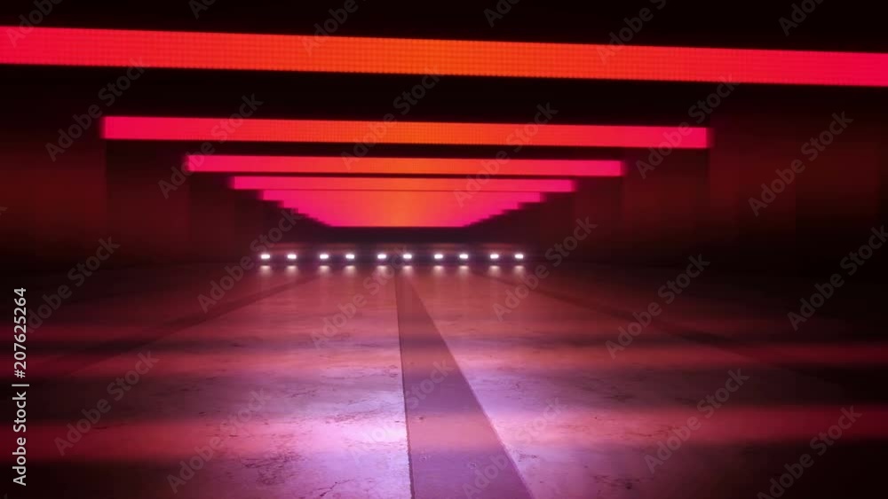 Poster an amazing 3d rendering of colorful illumination of an underground tunnel in the violet backdrop. th