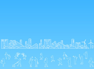 街　人物　シルエット