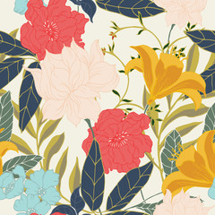 Abstract elegance pattern with floral background.