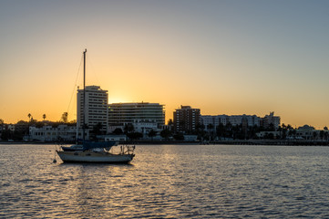 Sunrise on the shore of St Kilda in Melbourne, Australia