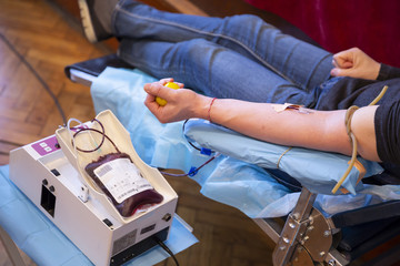 Blood donation hand - obrazy, fototapety, plakaty