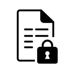 Vector file icon with black folded corner with locked security padlock symbol