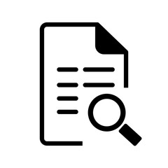 Vector file icon with black folded corner with search symbol