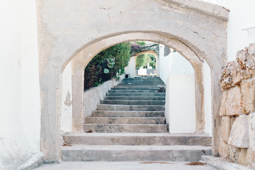Fototapeta na wymiar Old grunge village stairs way