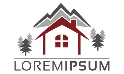 Ein Immobilien Logo in den Bergen