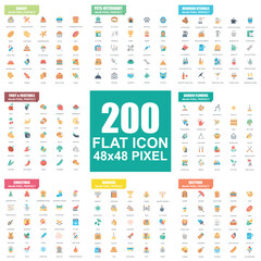 Fototapeta na wymiar Simple set of vector flat icons. Flat pictogram pack. 48x48 Pixel Perfect.