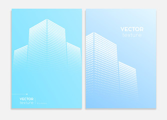 Skyscrapers halftone stylized office buildings for covers design, annual report, brochure template. Abstract high building city background.