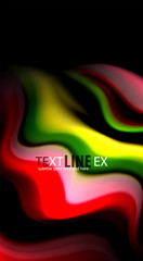 Abstract wave lines fluid rainbow style color stripes on black background. Artistic illustration for presentation, app wallpaper, banner or poster