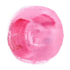 Single pastel pink circle painted in watercolor on clean white background