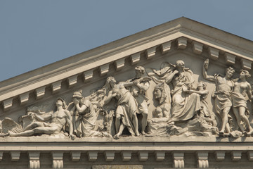 bas-relief on the pediment of the Lviv opera - obrazy, fototapety, plakaty