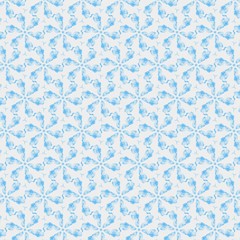 Light blue seamless pattern background. Stencil for printed matter, print on fabric or textile, clothes and ceramic. Creative template for design products decoration. Symmetric kaleidoscope wallpaper.