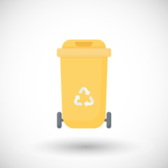 Waste container flat vector icon