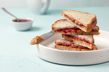 Toast with peanut butter and jam