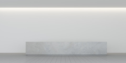 3D rendering of white lobby space with interior lighting and sun light cast the window shadow on the wall and floor,Perspective of minimal design architecture.	