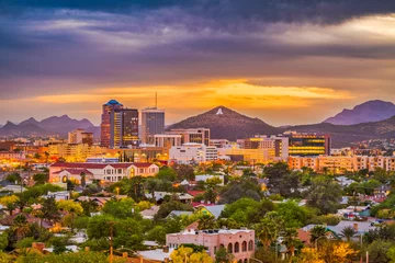 Fotobehang Arizona Skyline van Tucson, Arizona, VS