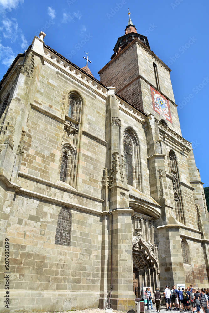 Poster Black Church exterior in Old Town of Brasov, Romania