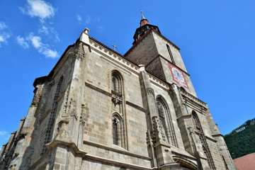 Fototapeta na wymiar Black Church exterior in Old Town of Brasov, Romania