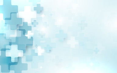 Abstract medical cross shape medicine and science concept  on soft blue background