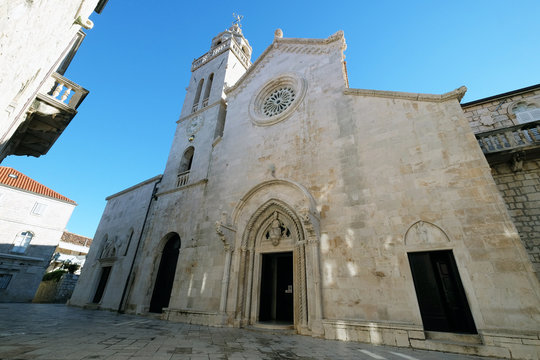 St Mark s Cathedral in the historic city Korcula at the island Korcula in Croatia 