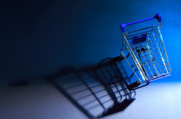 Shopping Cart on a blue background