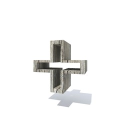 Conceptual wood or wooden brown font or type, timber or lumber industry piece isolated on white background. Educative hadwood material, surface vintage old handmade sculpted object as 3D illustration