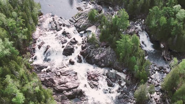 Looping Aerial Shot of Forest Waterfall