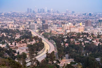 Foto auf Acrylglas Los Angeles Sonnenuntergang im Stadtbild von Los Angeles