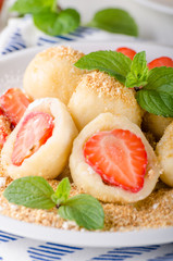 Stuffed strawberry dumplings
