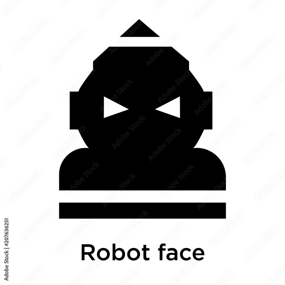 Poster robot face icon vector sign and symbol isolated on white background, robot face logo concept