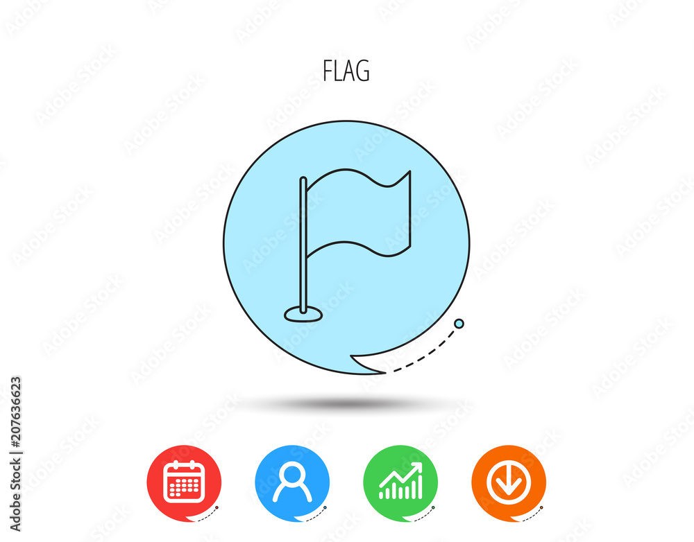 Poster waving flag icon. location pointer sign.