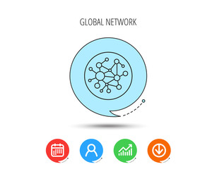 Global network icon. Social connections sign.