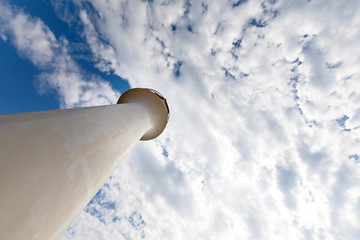Fisheye view of the Borgot lighthouse of Cap aux Meules, Magdalen Islands, Canada