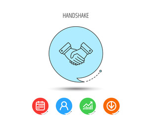 Handshake icon. Deal agreement sign.