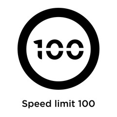 Speed limit 100 icon vector sign and symbol isolated on white background, Speed limit 100 logo concept