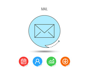 Envelope mail icon. Email message sign.