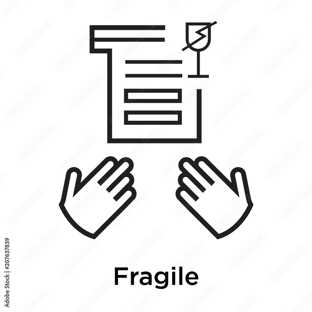 Poster fragile icon vector sign and symbol isolated on white background, fragile logo concept