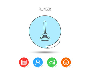 Plunger icon. Toilet cleaning tool sign.