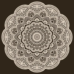 Mandala ornament with lace pattern. Decorative vector element. For coloring.Islam, Indian, Persian pattern. Pattern suitable for laser cutting, plotter cutting or printing.