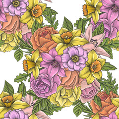 vintage vector floral seamless pattern