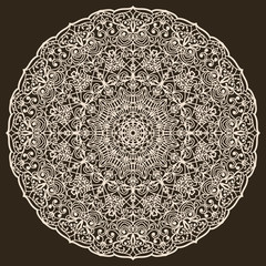 Mandala ornament with lace pattern. Decorative vector element. For coloring.Islam, Indian, Persian pattern. Pattern suitable for laser cutting, plotter cutting or printing.