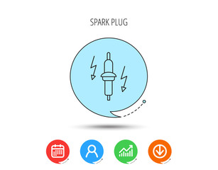 Spark plug icon. Car electric part sign.