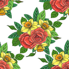 vintage vector floral seamless pattern